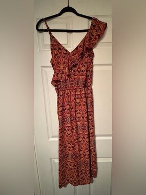 Xhilaration Sz Medium Orange Black Purple Boho Patterned Jumper